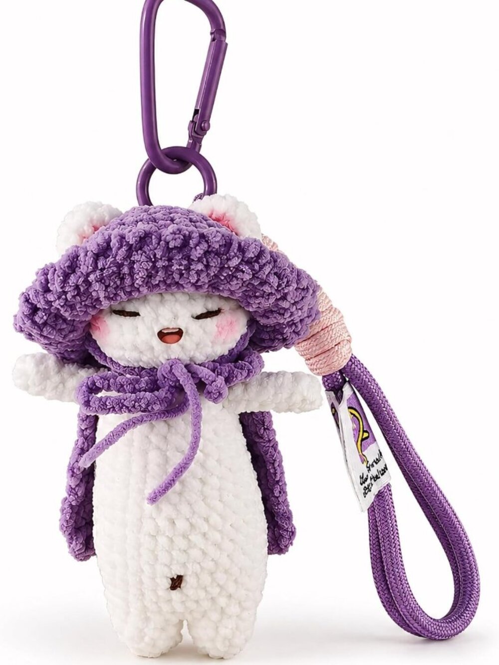 Handmade Crochet Cat Keychain Charm, Plush Kitty Bag Accessory & Gift Box, Cute